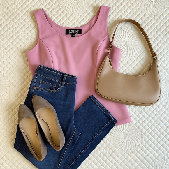 Kasper Orchid Sleeveless Shell Top Size 8P | Lined, Side Zip, Office to Evening - Picture 2 of 11